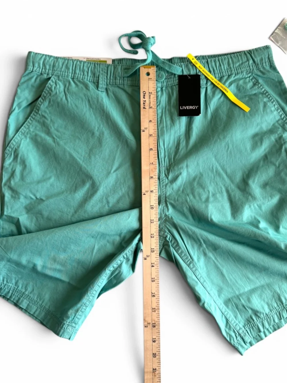 LIVERGY Mint Green 100% Cotton Drawstring Shorts Size 38 NWT